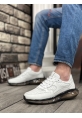 AHN0324 İçi Dışı Hakiki Deri Rahat Taban Beyaz Sneakers Casual Erkek Ayakkabı