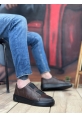 AHN0347 İçi Dışı Hakiki Deri Çift Bantlı Kahverengi Casual Erkek Ayakkabı