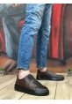 AHN0347 İçi Dışı Hakiki Deri Çift Bantlı Kahverengi Casual Erkek Ayakkabı