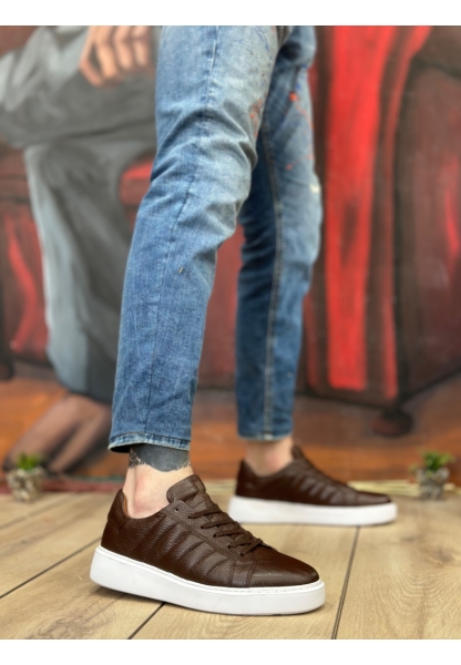 AHN0348 İçi Dışı Hakiki Deri Bağcıklı Kahverengi Casual Erkek Ayakkabı