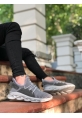 AHN0350 Yüksek Taban Tarz Sneakers Cırt Detaylı Gri Erkek Spor Ayakkabısı