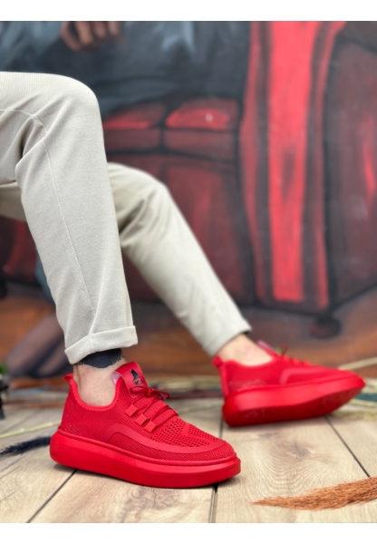 AHN0375 Özel Örme Triko Tarz Kırmızı Renk Spor Ayakkabı 