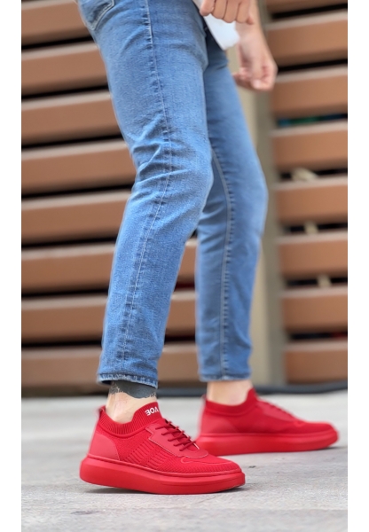 AHN0812 Özel Örme Triko Tarz Kırmızı Renk Spor Ayakkabı 