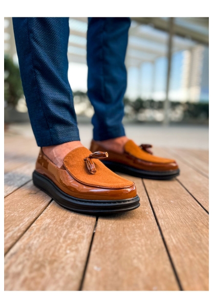 AHN002 RST Loafer Verniciata Erkek Ayakkabı TABA