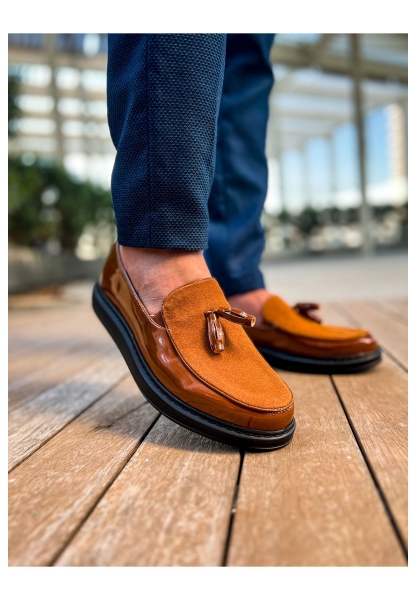 AHN002 RST Loafer Verniciata Erkek Ayakkabı TABA