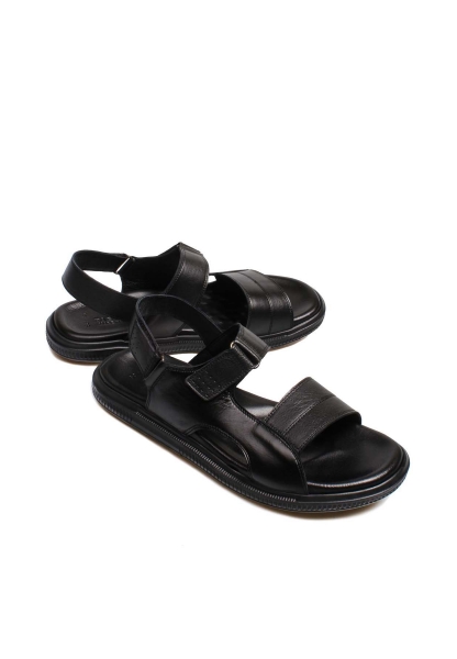 Ayakkabıhane İçi Dışı Hakiki Deri Siyah Erkek Klasik Sandalet AH0701813113-53