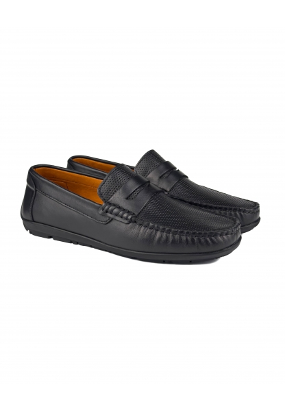 Ayakkabıhane İçi Dışı Hakiki Deri Siyah Erkek Loafer Ayakkabı AHMSLF00144880AN