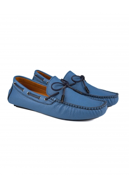 Ayakkabıhane İçi Dışı Hakiki Deri Mavi Erkek Loafer Ayakkabı AHMSLF00144560AN
