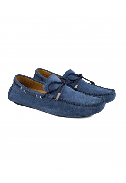 Ayakkabıhane İçi Dışı Hakiki Süet Deri Mavi Erkek Loafer Ayakkabı AHMSLF00144560AN
