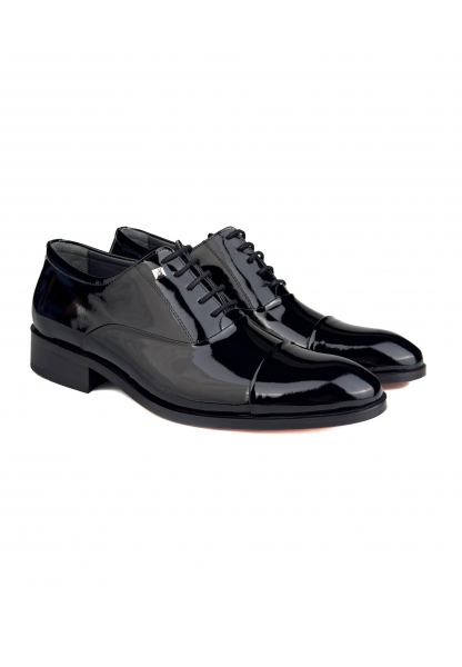 Ayakkabıhane Kösele Taban İçi Dışı Hakiki Rugan Deri Siyah Klasik Erkek Ayakkabı AHMSKL00034130AN
